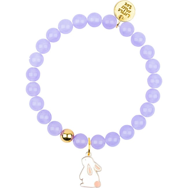 Bunny Gemstone Bracelet, Lavender/Bunny Enamel Charm