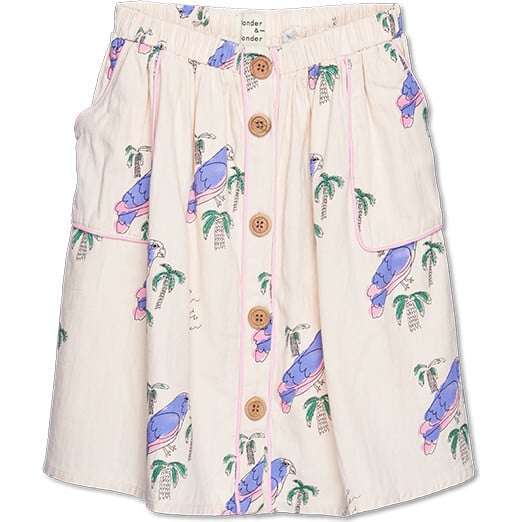 Piping Skirt, Ecru Parrot