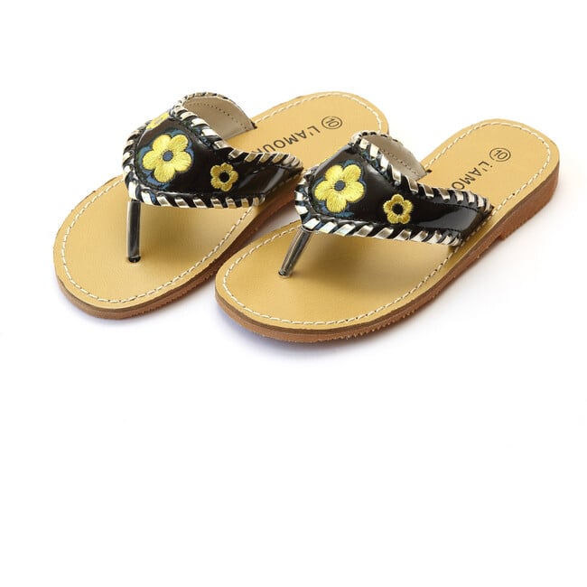 Jackie Whipstitched Thong Sandal, Black