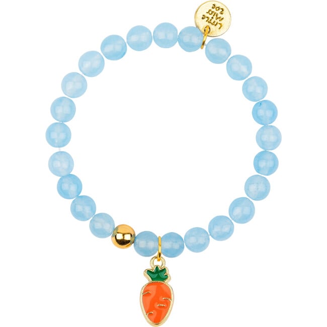 Bunny Gemstone Bracelet, Blue/Carrot Enamel Charm