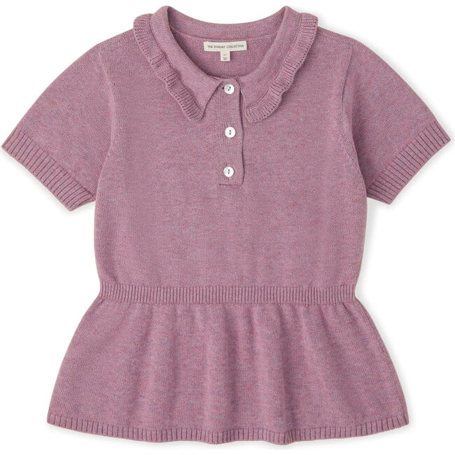 Milton Ruffle Collar Knit Polo, Lavender