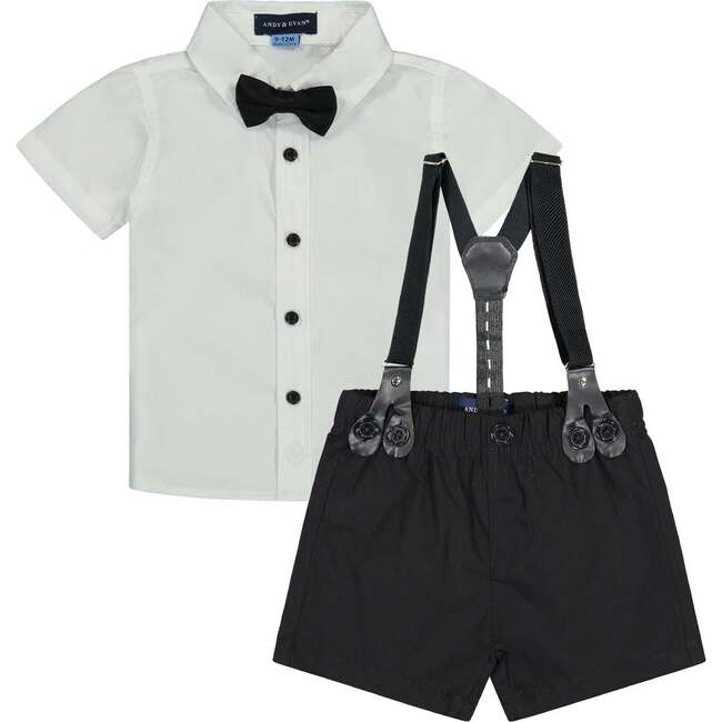 Baby Tuxedo Suspender Set, White