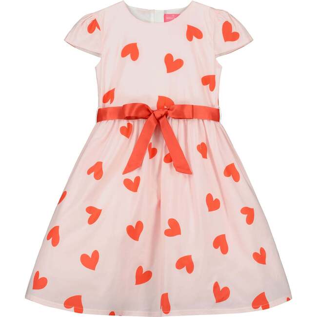 Love Heart Valentines Party Dress With Bow, Pink And Red