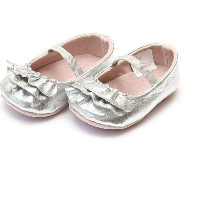 Elsie Soft Leather Ruffle Mary Jane, Silver